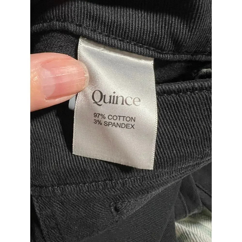 NWT Quince Women's Organic Stretch Cotton Twill Wide-Leg Crop Pants Black SZ 27 - Picture 9 of 14